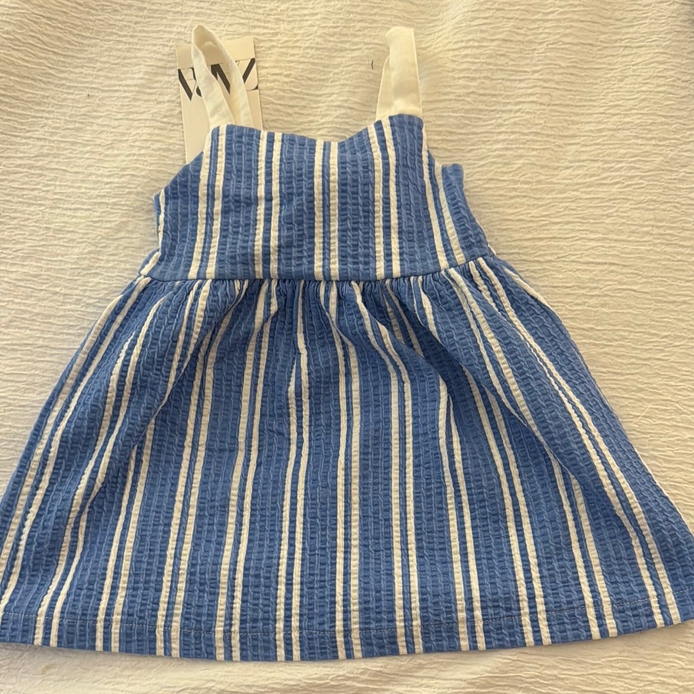 Blue and White Striped Kids Dress
